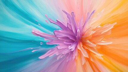 Obraz premium Abstract painting featuring a burst of colorful brushstrokes, bringing a lively energy to the canvas.