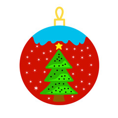 Colorful christmas tree ball red background element png