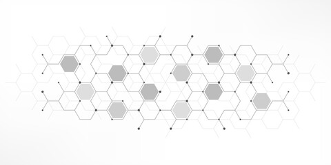 Genetic engineering and molecular structure, hexagon DNA network, science chemical and biotechnology concept, innovation technology, healthcare, and medicine design
