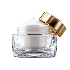 Luxury Facial Cream in Glass Jar with Golden Lid for Beauty and Skincare Products