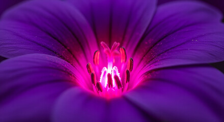purple flower, macro petal, glowing center, vibrant colors, closeup nature, floral macro, dramatic contrast, botanical detail, shallow focus, vivid texture, natural beauty, bright petals, flower cente