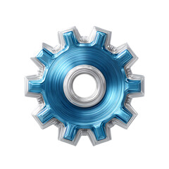 Metallic Blue and Silver Gear Represents Technological Innovation and Mechanical Processes