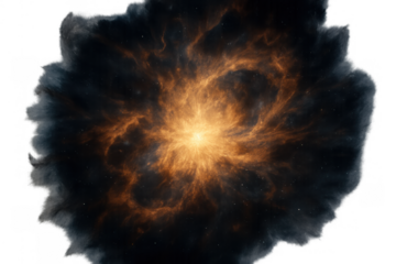 Abstract nebula forming a celestial light burst, displaying cosmic energy, dust, and gas on a transparent background