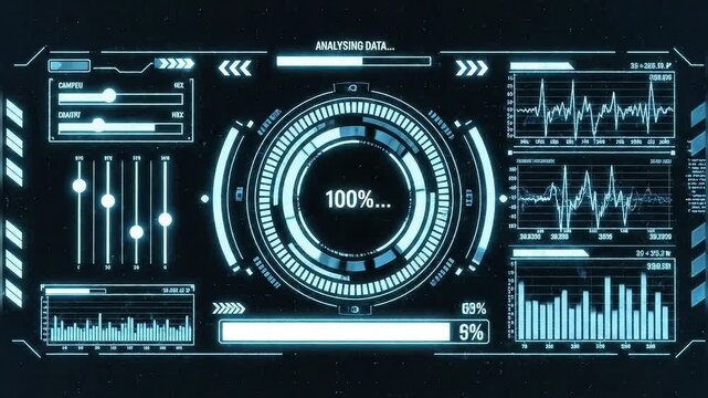 Futuristic HUD interface digital screen panel with data analysis vector illustration for technology 
