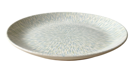 ceramic decorative table plate with glossy finish and subtle pattern, isolated on transparent background.