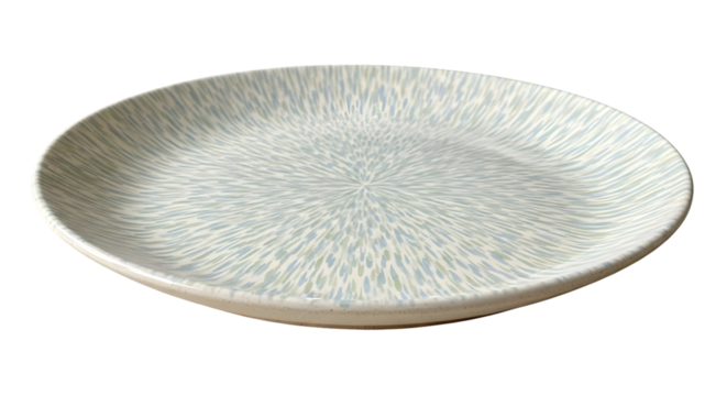 ceramic decorative table plate with glossy finish and subtle pattern, isolated on transparent background.
