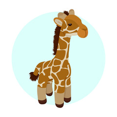 Giraffe wild animal brown character cute toy for kids flat illustration