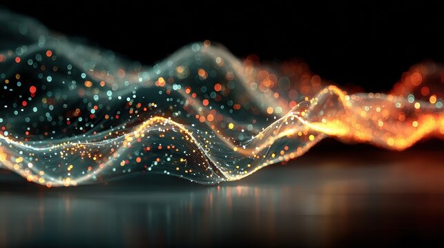 Abstract Particle Wave: Data Visualization on Reflective Surface