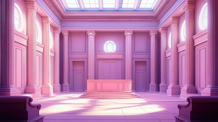 Grand pink neoclassical hall with natural light