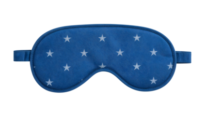 Blue sleep mask with white star pattern, comfortable soft eye cover for night rest, travel, meditation, and light blocking