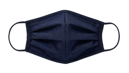 Navy fabric face mask reusable washable cloth covering with ear loops for adult protection and comfort against dust and germs