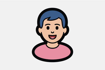 Smiling man vector icon simple flat design isolated on white background for user interface and profile avatar