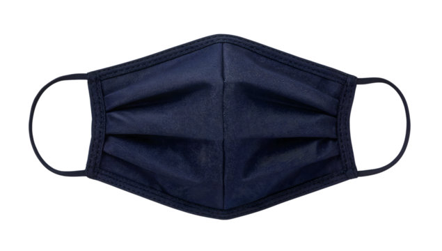 Navy fabric face mask reusable washable cloth covering with ear loops for adult protection and comfort against dust and germs