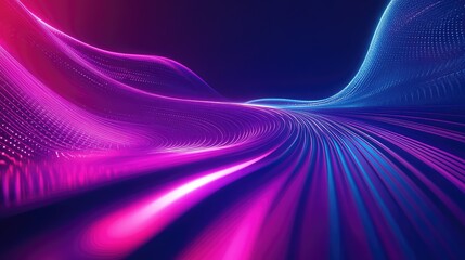 Digital data stream flowing through abstract futuristic network
