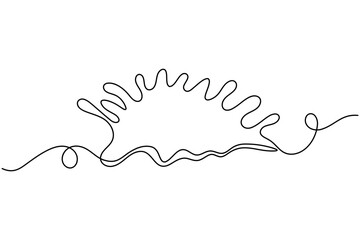 Water drop continuous one line drawing on white background minimalist clean rain icon outline vector illustration