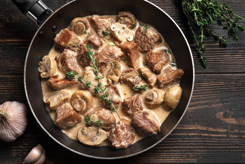 Creamy Chicken Meat and Mushroom Stroganoff Stew