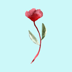 Vibrant Watercolor Bloom &ndash; Hand-Painted Floral Art Isolated on blue