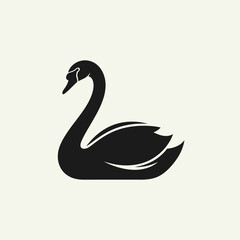 Elegant black swan silhouette vector logo icon design.