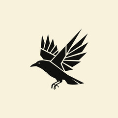 Elegant black raven soaring through the air with outstretched wings, a symbol of freedom.