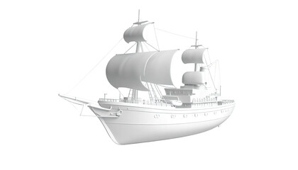 Naklejka premium A ship rendered in white