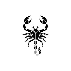 Geometric Scorpion Silhouette Vector Illustration for Zodiac and Wildlife Themes.