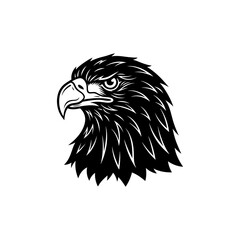Majestic black and white eagle head in profile illustration.