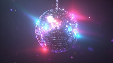 Shimmering disco ball reflecting colorful lights in a lively dance setting during a nighttime celebration