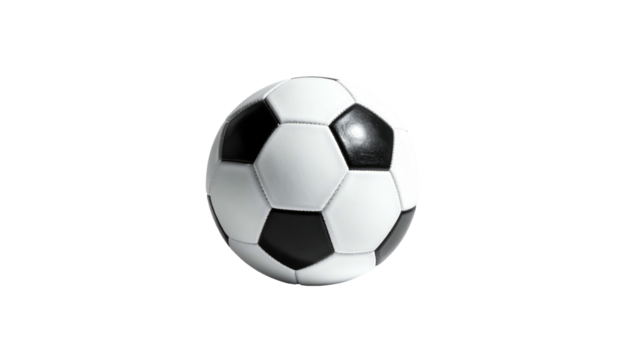 Soccer ball black and white, classic pattern, bright