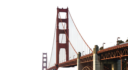 Golden gate bridge isolated on transparent background, a famous landmark in san francisco, california, usa, showcasing its iconic design © SUJIT