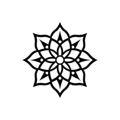 Elegant geometric lotus flower mandala line art icon. Symmetrical sacred geometry ornament for spiritual symbols, logos, and decoration