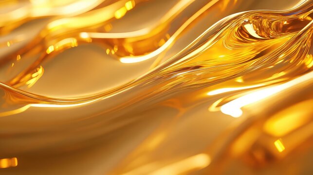 Flowing liquid gold creating elegant abstract waves