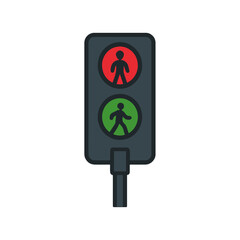 Pedestrian Traffic Light Illustration on White Background
