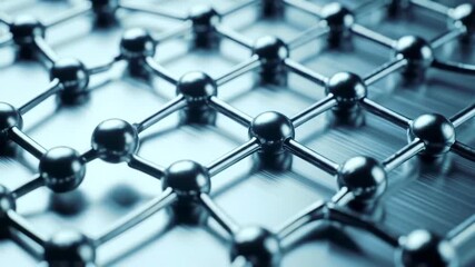 An abstract molecular structure visualization with metallic spheres and connecting rods on a blueish silver background represents a futuristic network concept. - Powered by Adobe