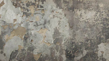 Distressed plaster wall with peeling paint, revealing layers of texture and grunge, perfect for adding a vintage, industrial, or urban feel to your next design project