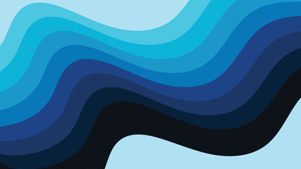 Blue and black business wave desktop wallpaper. Blue Black Wave Layers. Abstract Horizontal Gradient Flow with Curved Bands on Light Background