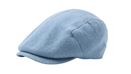 Light blue wool flat cap isolated on the transparent background classic vintage newsboy style fashion accessory for men and women