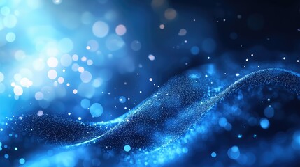 Blue glowing particles forming a digital wave background