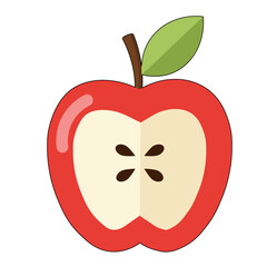 Red apple with sliced section illustration for Eat A Red Apple Day, emphasizing nutrition, freshness, healthy eating, and fruit-based food design themes.