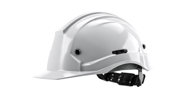 White hard hat isolated on transparent background, essential safety equipment - Powered by Adobe