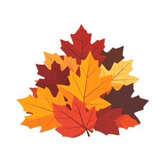 Pile Of Autumn Leaves In Red Orange And Yellow Colors With Detailed Veins On White Background