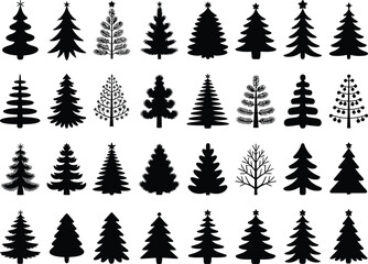 Christmas tree icon set of vector