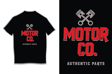 Motor Co. Authentic Parts T-shirt Design with Piston Logo