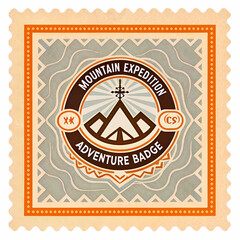 Vintage Mountain Expedition Adventure Badge Design