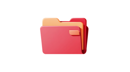 Red folder isolated on transparent background for file management and organization