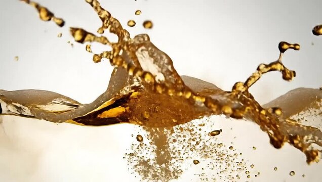 Champagne bottle exploding with a splash of golden liquid.