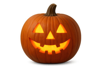 Fototapeta premium Jack-o'-lantern pumpkin carving glowing with spooky light for halloween, ready for celebration on a transparent background