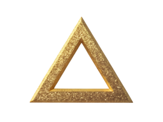 Golden triangle shape design on transparent background for graphic design and art projects