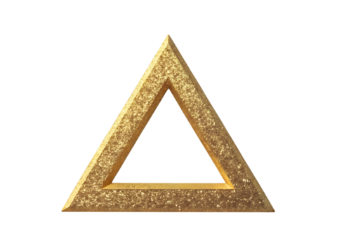 Golden triangle shape design on transparent background for graphic design and art projects