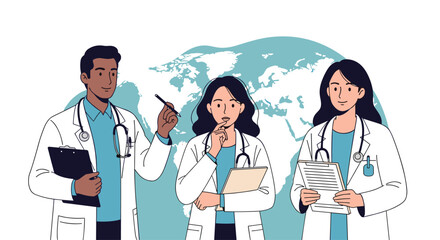 Healthcare professionals discussing global health initiatives and patient care strategies.