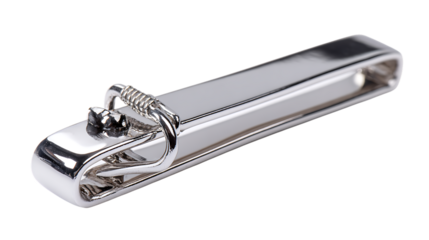 Shiny silver metal latch isolated on transparent background for securing objects